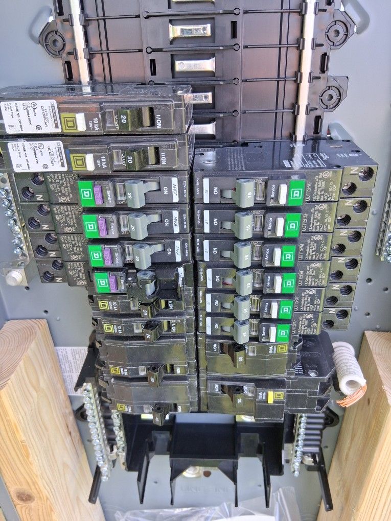 Electrical Panels With Breakers Loaded