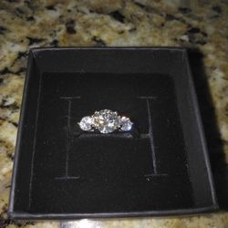 Sterling Sliver Moissanite Engagement Ring Size 7 