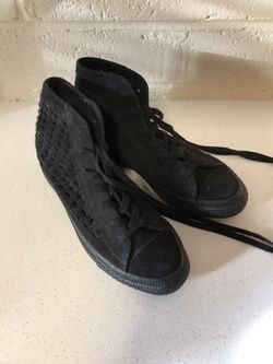 Converse black woven leather high-top 7.5