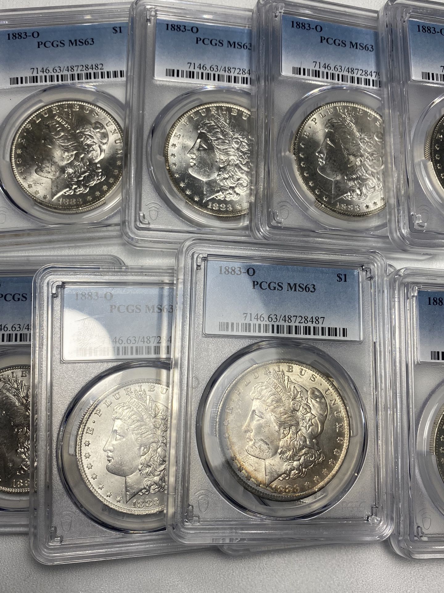 9x 1883 O MS63 Morgan Silver Dollars PCGS Graded