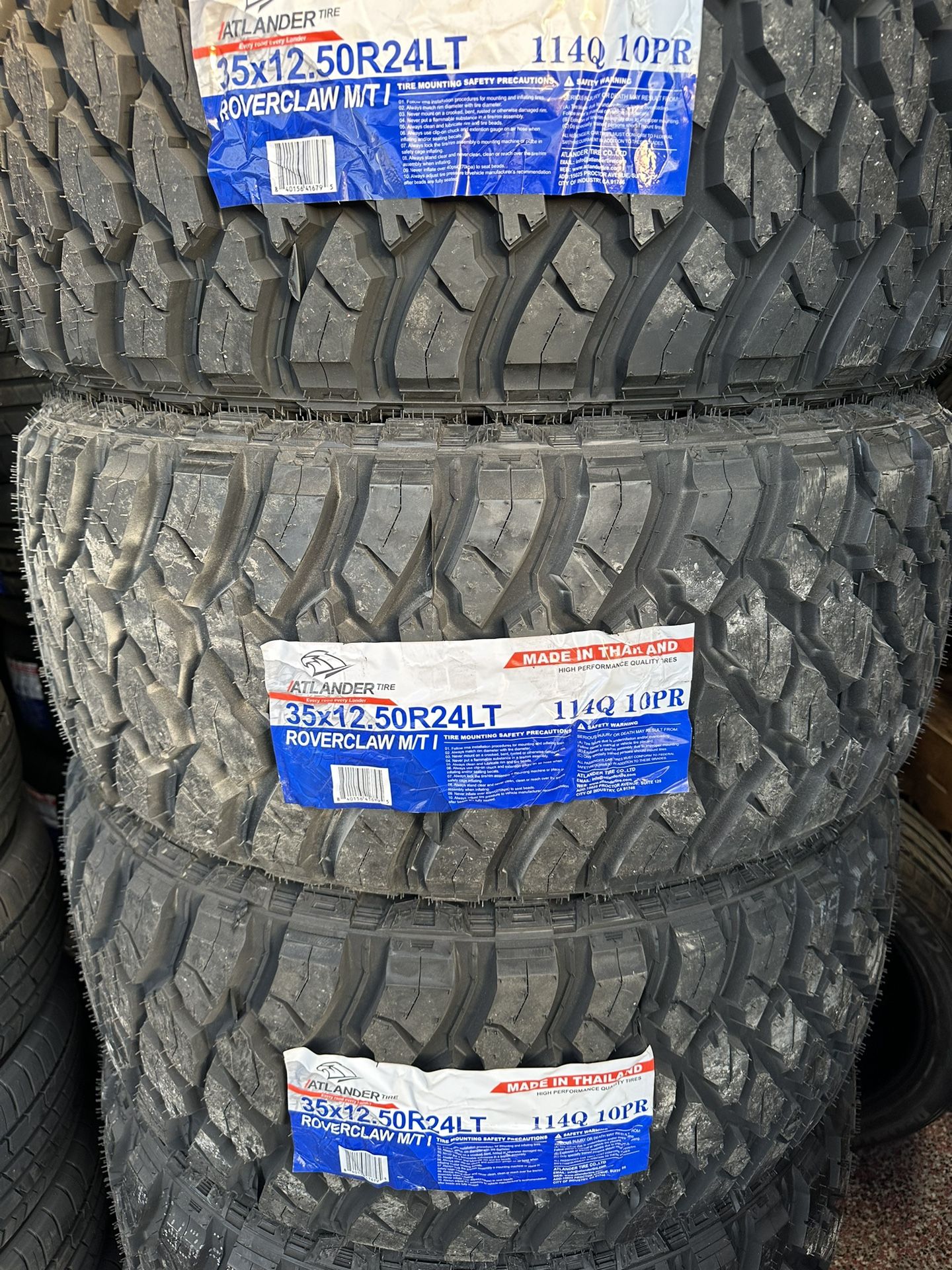 ATLANDERS 35/12.50/24 $200 EACH NEW ROVER CLAW 35/12.50R/24 MT MUDS MUD TERRIANS