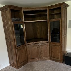 Custom Designed Wood Corner Unit/Cabinet Tv/Stereo/Storage 3 Pieces