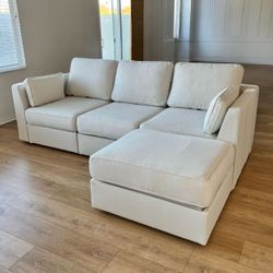 Lovesac Coastal White Brushed Weave 4 Seat 5 Side Sactional - 🚚 FREE DELIVERY // $50 FINANCING 💸