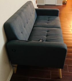 Two seater cloth couch with charging point