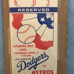Dodgers 1981 Opening Day Ticket Stub
