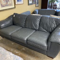 PALLISER Grey 3 Seat Leather Sofa