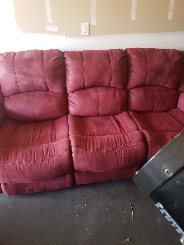 Burgundy Reclining Sofa