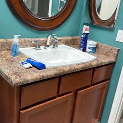 Bathroom Alderwood Cabinet And Mirror