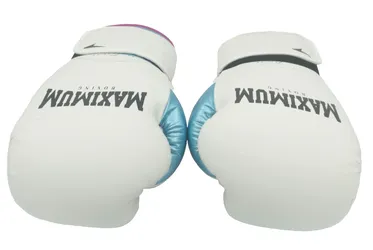 Maximum Boxing Pro Series Gloves 12 oz White Metallic Blue Pink near mint