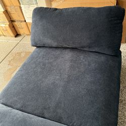 Like-New Blue Chaise Lounge + Matching Ottoman (Living Spaces)