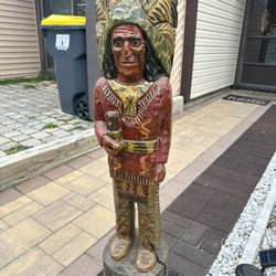 Antique Cigar Store Indian Wooden Trade Sign 4ft tall 