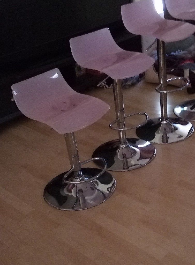 Offex Pink Acrylic Chrome Base Barstool. Qty 9 Indivual Price
