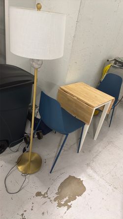 Chairs at steal  ,table and lamp,