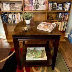 Elegant Dark Wood Side Table with Lower Shelf