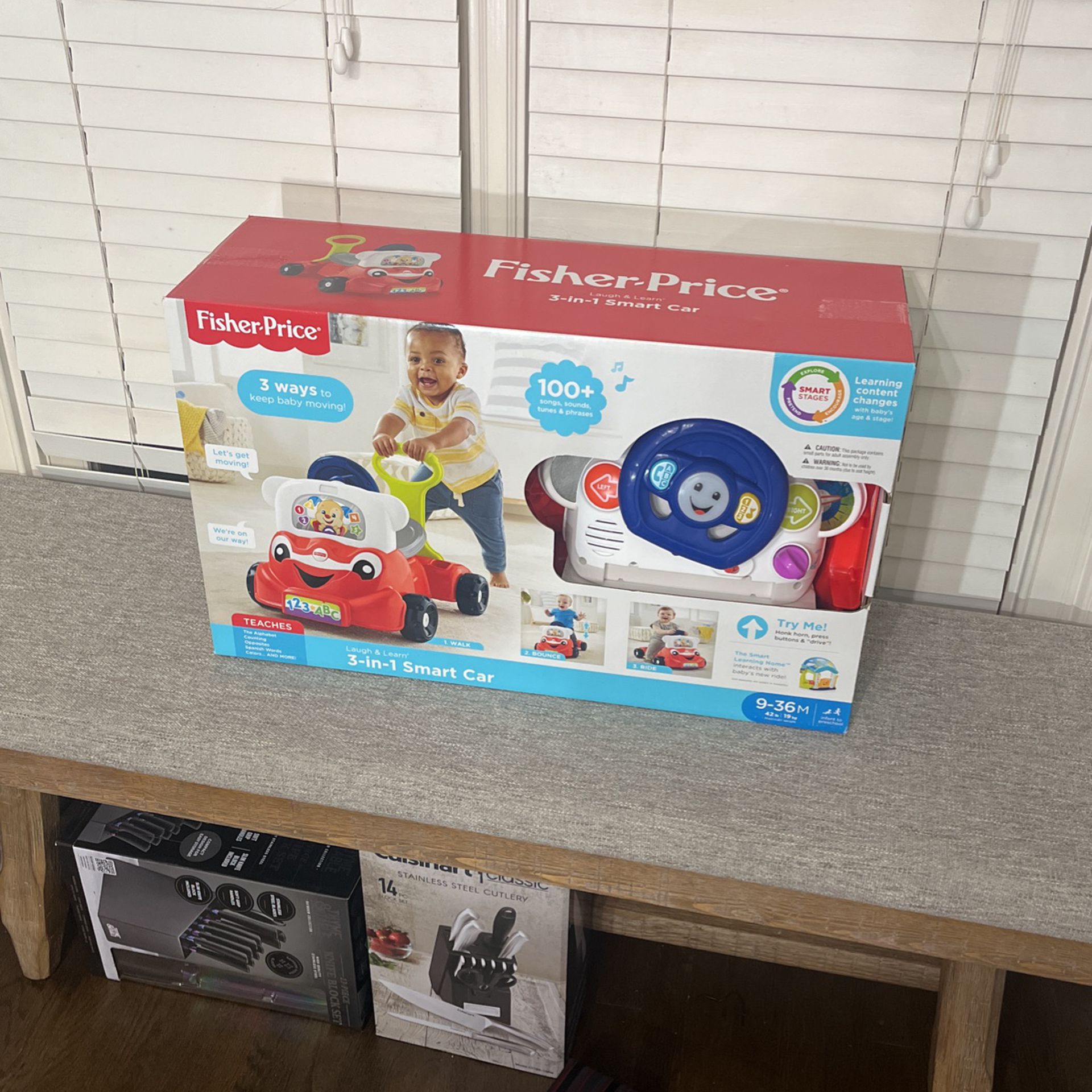 BRAND NEW $50 FISHER PRICE 3-N-1 RIDE BOUNCE & WALKING SMART CAR FIRE ONLY $35