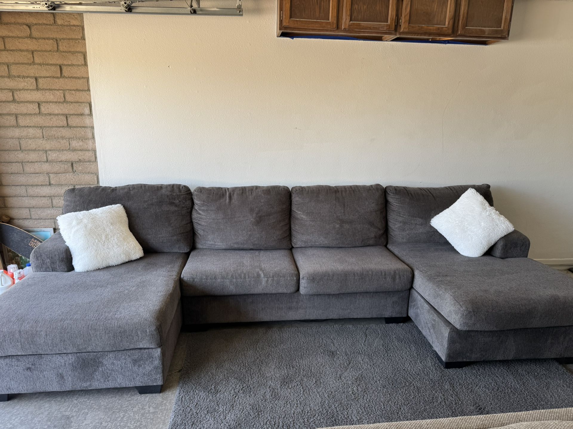 Gray Double Chaise Sectional sofa Couch Sala