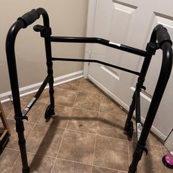 Black Folding Walker With Wheels