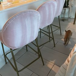 Pink Upholstered Counter Stools (set of 3)