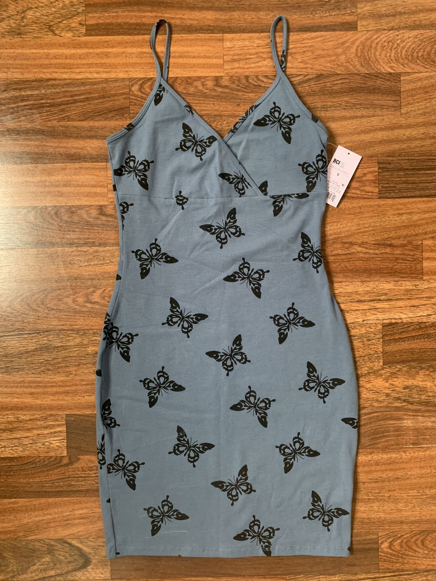 Wild Fable Blue/Deep Periwinkle and Black Butterfly Bodycon Dress Size Small NWT