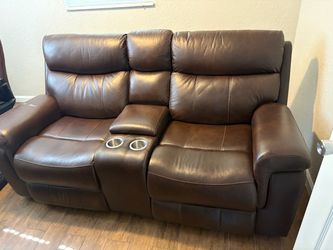 Leather recliner loveseat