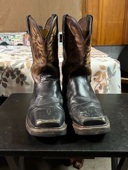 Justin Black Leather Cowboy Work Composite Toe Boots Sz 9 1/2EE