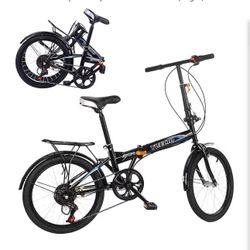 Adult tricycle, road bike, mountain bike, 20-inch folding bike for adults, 7-speed compact folding city bike, urban commuter bike (black).