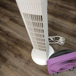 White standing rotating tower fan