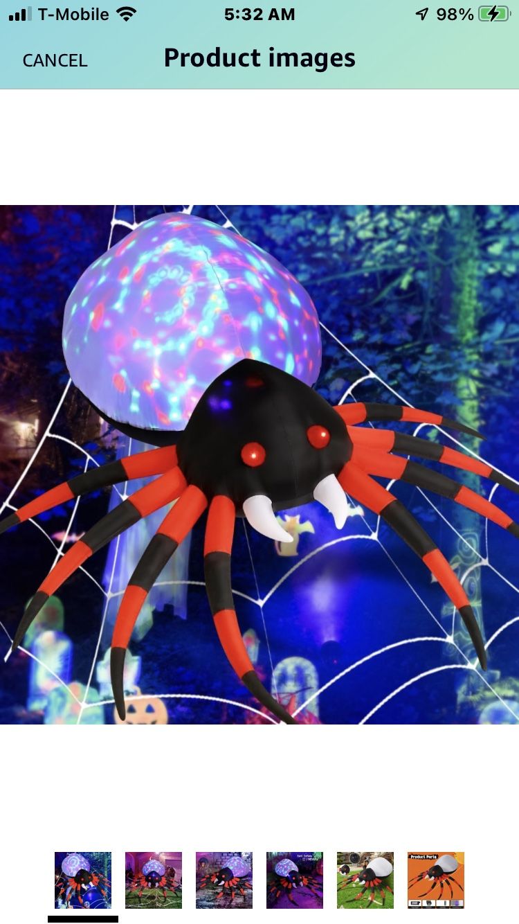 GOOSH 4 FT Width Halloween Inflatable Spider Outdoor Decoration with Magic Light, Blow Up Yard Inflatables