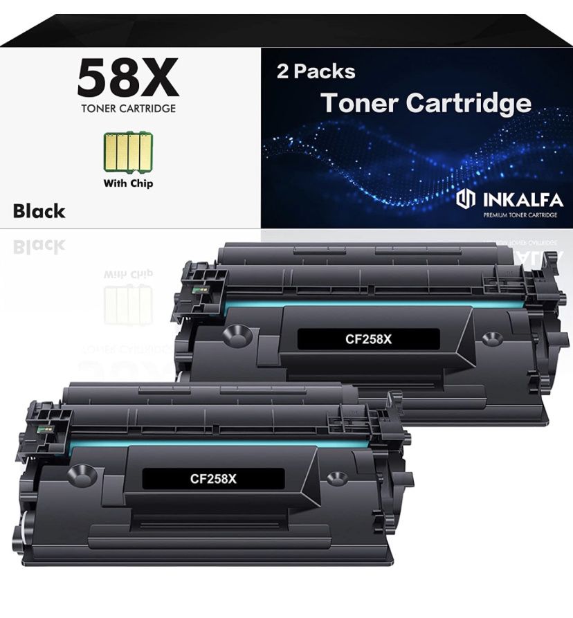 58X CF258X Toner Cartridge Black: 2 Pack (with Chip, High Yield) Replacement for HP CF258X 58X 58A CF258A MFP M428fdw M428fdn M428dw M404 M428 Pro M40