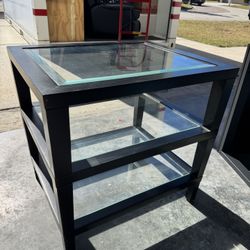 Wood/ Glass Side Table Or Nightstand 