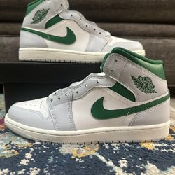 Nike Air Jordan 1 Mid “Summit White Lucky Green”