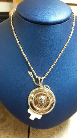 Rope chain 8.5gr 14k, 22" us 464 ,pendant 10k 6.2gr 285us