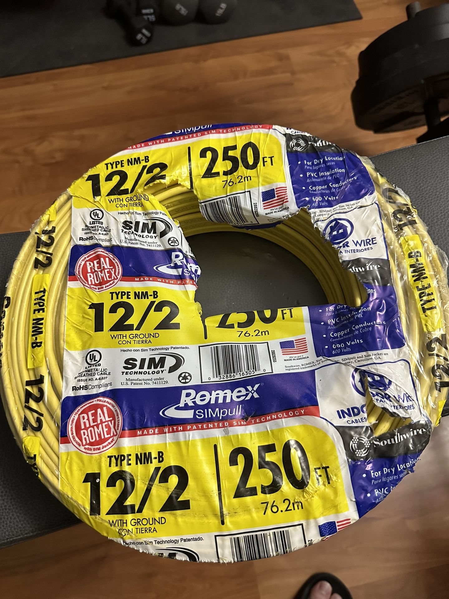 Romex wire 250ft with ground wire - $130