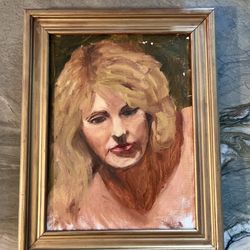 Original Portrait Painting of a Women on Canvas Board Framed