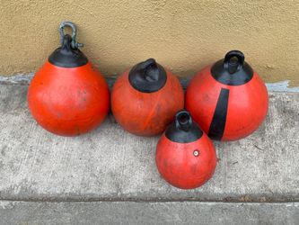 Lobster season ! Red Marine Buoys Set of 4