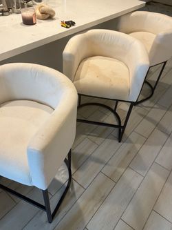 Set of 3 Upholstered Bar Stools