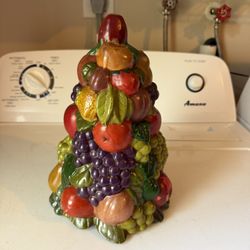 Vintage Midcentury Fruit Topiary Center Piece Majolica Style Hand Crafted