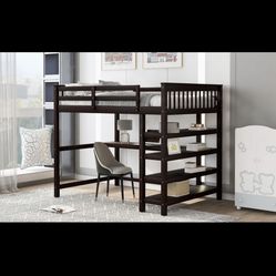 💤 Full Size Loft Bed With Desk & Storage Shelf’s 💤 📍New In 2X-Boxes 📍 💙Retails > $730  💙