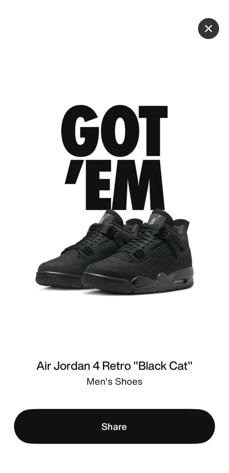 Jordan 4 Black Cat Size 11.5