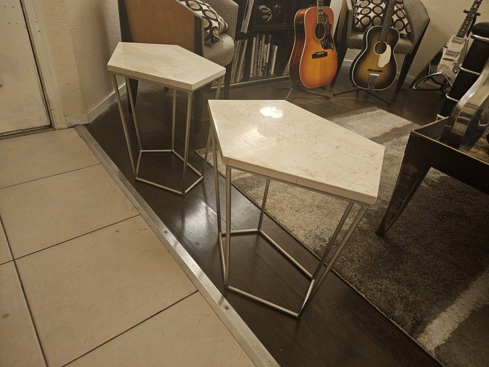 Side End Tables White Marble Granate