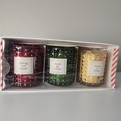 Colorful Hobnail Glass Holiday Scented Votives Set Of 3