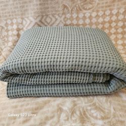Sage Green Waffle Knit Throw Blanket