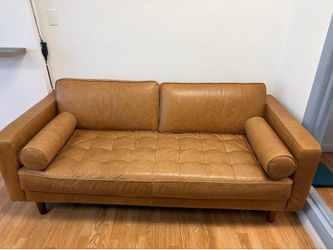 Loveseat Sofa Couch, Mid Century Modern Faux Leather