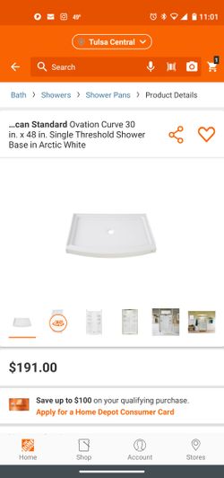 American Standard Ovation Curve 30 in. x 48 in. Single Threshold Shower Base in Arctic White