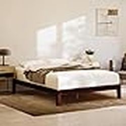 Nectar Bamboo Platform Bed Frame - Twin XL - Walnut - 12â Height - Easy Tool Free Set Up - Contemporary and Durable - Sturdy Wooden Slats for Suppor