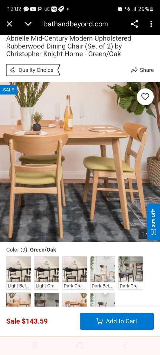 Christopher Knight Home Chazz Mid Century Fabric Dining Chairs