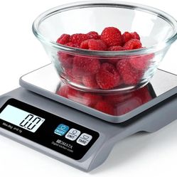 BOMATA 0.1g Food Scale, 13lb Digital Kitchen Scale with Removable Stainless Steel Pan, Backlit LCD Display, for Cooing, Baking B621 Grey
