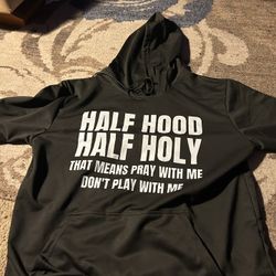 Half Hood Half Holy Black Hoodie