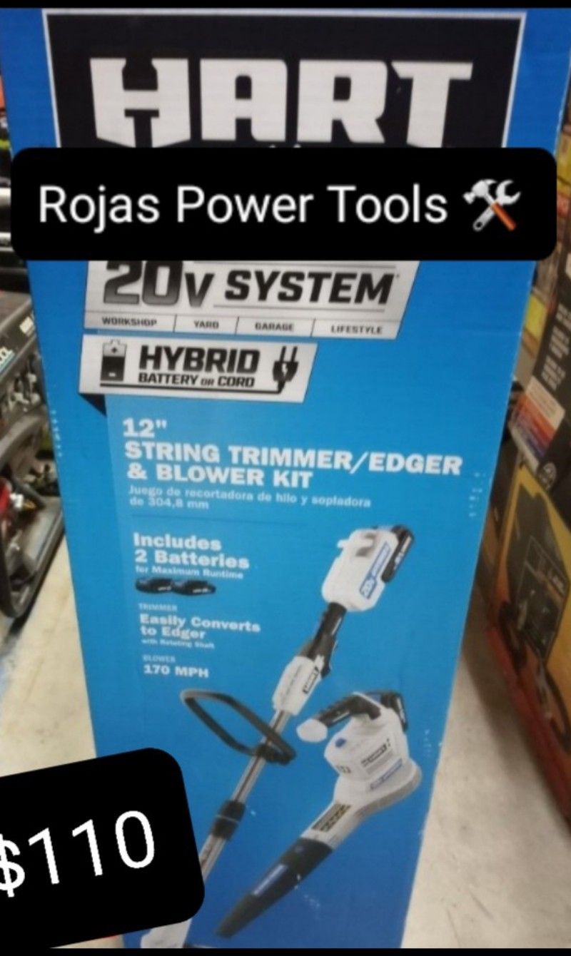 HART 20V SYSTEM 12IN STRING TRIMMER/EDGER AND BLOWER KIT