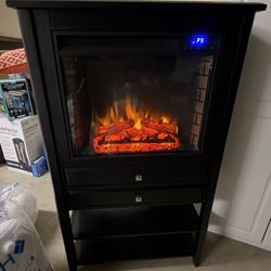 Kendall Corner Tower Electric Fireplace, Black with Remote